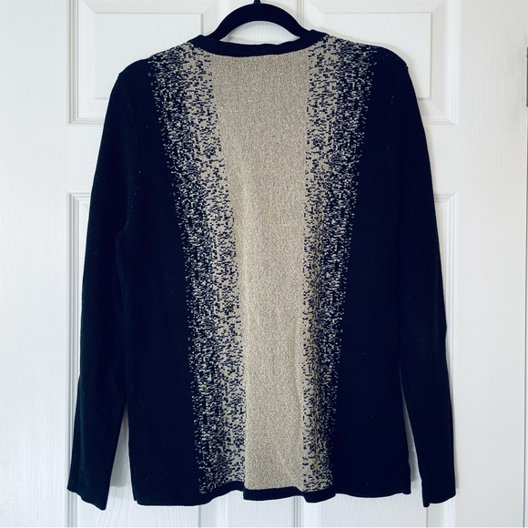 ✨ Belldini Black & Gold Shimmer Zip-Up Cardigan | Rhinestone Detail - Picture 2 of 4